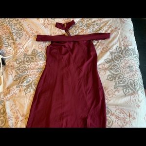 Red Bodycon Slit Dress